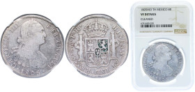 Mexico Spanish colony 1805 Mo TH 8 Reales - Carlos IV Silver (.903) Mexico City Mint 27.07g NGC VF Cleaned KM 109