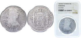 Mexico Spanish colony 1807 Mo TH 8 Reales - Carlos IV Silver (.903) Mexico City Mint 27.07g NGC VF Cleaned KM 109