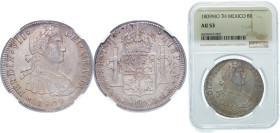 Mexico Spanish colony 1808 Mo TH 8 Reales - Fernando VII Silver (.903) Mexico City Mint 27.02g NGC AU 53 KM 110