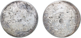 Mexico Spanish colony 1809 Mo TH 8 Reales - Fernando VII Silver (.903) Mexico City Mint 26.5g VF Chopmarked KM 110