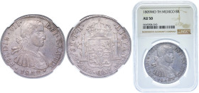 Mexico Spanish colony 1809 Mo TH 8 Reales - Fernando VII Silver (.903) Mexico City Mint 27.02g NGC AU 50 KM 110