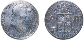 Mexico Spanish colony 1819 Mo JJ 8 Reales - Fernando VII Silver (.903) Mexico City Mint 26.79g VF Chopmarked KM 111