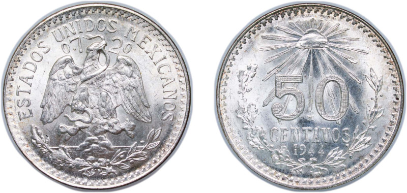 Mexico United Mexican States 1944 M 50 Centavos Silver (.720) Mexico City Mint (...