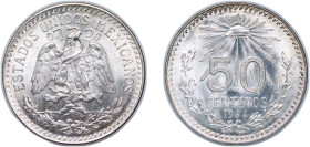 Mexico United Mexican States 1944 M 50 Centavos Silver (.720) Mexico City Mint (55806000) 8.3g UNC KM 447