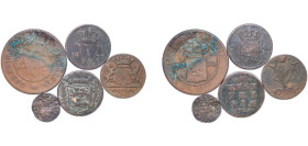Netherlands 18th-19th Century Coinage (5 Lots) Copper VF