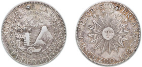Peru Republic of South Peru 1837 BA 8 Reales Silver (.903) Cusco Mint 27.14g XF Holed KM 170.1
