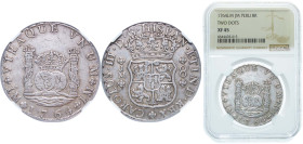 Peru Spanish colony 1764 LIMA JM 8 Reales - Carlos III Silver (.917) Lima Mint 27.06g NGC XF 45 KM A64