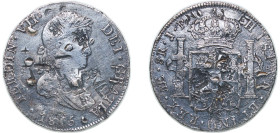 Peru Spanish colony 1815 LIMAE JP 8 Reales - Fernando VII Silver (.896) Lima Mint (3642000) 27.26g VF Chopmarked KM 117