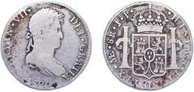 Peru Spanish colony 1820 LIMAE JP 8 Reales - Fernando VII Silver (.896) Lima Mint 26.01g VF KM 117