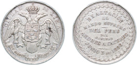 Peru Republic 1886 Medal - "General Andres A. Caceres" Silver Lima Mint 21.2g AU