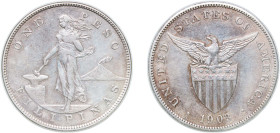 Philippines Insular Government 1903 1 Peso (Large type) Silver (.900) San Francisco Mint (2791000) 26.83g XF KM 168 Schön 7