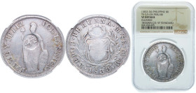 Philippines Spanish colony 1832 - 1834 8 Reales - Ferdinand VII (Countermark on Peru 8 Reales, 1833) Silver (.903) 27.07g NGC VF Cleaned KM 83