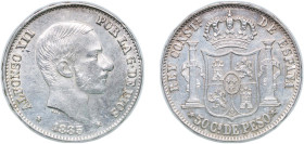 Philippines Spanish colony 1885 50 Centimos - Alfonso XII Silver (.835) Manila Mint (22721818) 12.99g AU KM 150