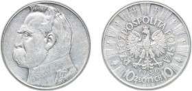 Poland Second Republic 1936 10 Zlotys (Józef Piłsudski) Silver (.750) (2130000) 22.01g XF Y 29 Schön 28