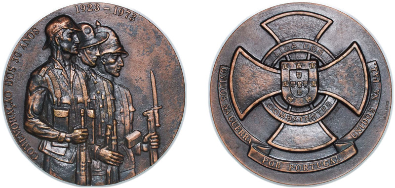 Portugal Third Republic 1973 Medal - Comemoração dos 50 anos Bronze 221.4g UNC