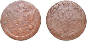 Russia Russian Empire 1765 ЕМ 5 Kopecks - Ekaterina II (ЕМ) Copper Ekaterinburg Mint (41081064) 49.55g VF C 59.3