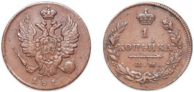 Russia Russian Empire 1811 ИМ МК 1 Kopeck - Aleksandr I Copper Izhora Mint (490000) 6.74g XF C 117.4