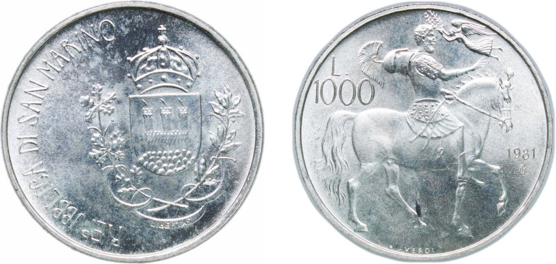 San Marino Republic 1981 IPZS 1000 Lire (Virgil - Aeneid) Silver (.835) Rome Min...
