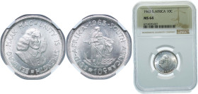 South Africa Republic 1963 10 Cents (1st decimal series) Silver (.500) Pretoria Mint (3327000) 5.66g NGC MS 64 KM 60 Hern R18-21