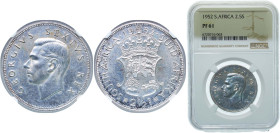 South Africa Union 1952 2½ Shillings - George VI (2½S) Silver (.500) Pretoria Mint (16000) 14.14g NGC PF 61 KM 39.2 Hern S302-303