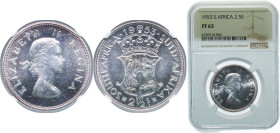 South Africa Union 1953 2½ Shillings - Elizabeth II (1st portrait) Silver (.500) Pretoria Mint (6000) 14.14g NGC PF 63 KM 51 Hern S304-311