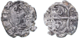 Spain Kingdom of Pamplona and Aragon 1063 - 1094 1 Dinero - Sancho V (primitive bust to left) Billon 0.8g VF Cru 195