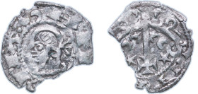 Spain Kingdom of Aragon 1164 - 1196 1 Obol - Anfus II Billon Jaca Mint 0.26g F Cru 299
