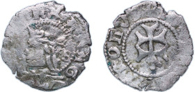 Spain Kingdom of Aragon 1516 - 1555 S ½ Denier - Ioana and Karolus I Billon Zaragoza Mint 0.53g VF Cal 220