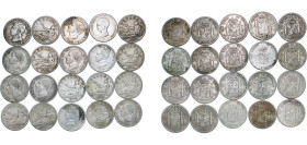 Spain 1869-1905 2 Pesetas (20 Lots) Silver (.835) Madrid Mint VF