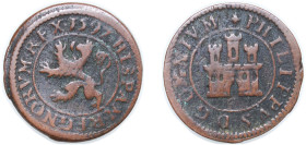 Spain Kingdom 1597 2 Maravedis - Felipe II Billon Segovia Mint 3.4g VF Cal 867
