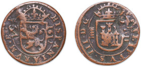 Spain Kingdom 1641 - 1642 12 Maravedis - Felipe IV (countermark) Billon 5.5g VF