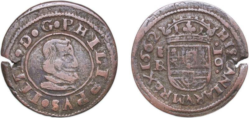 Spain Kingdom 1662 BR 16 Maravedis - Felipe IV Copper Segovia Mint 3.92g VF KM 1...