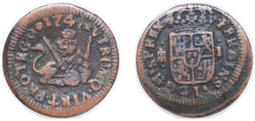 Spain Kingdom 1747 1 Maravedi - Fernando VI Copper Segovia Mint 1.2g VF KM 368