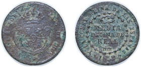 Spain Kingdom 1852 ½ Decima de Real - Isabel II Copper Segovia Mint 1.58g VF KM 597