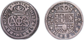 Spain Kingdom 1710 2 Reales - Charles III (pretender) Silver (.931) La Seca Mimt 4.91g VF Cal 23 KM PT5