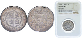 Spain Kingdom 1763 M JP 2 Reales - Carlos III (1st type) Silver (.833) Madrid Mint 6g NGC F Cleaned KM 388.1