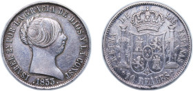 Spain Kingdom 1853 10 Reales - Isabel II Silver (.900) Madrid Mint 13g VF KM 595.2