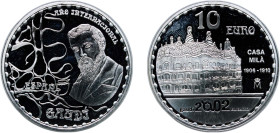 Spain Kingdom 2002 M 10 Euros (Gaudí - La Casa Milà) Silver (.925) Madrid Mint (25000) 27g PF KM 1082