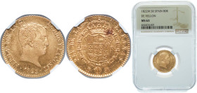 Spain Kingdom 1822 M SR 80 Reales - Fernando VII Gold (.875) Madrid Mint 6.7g NGC MS 63 KM 564