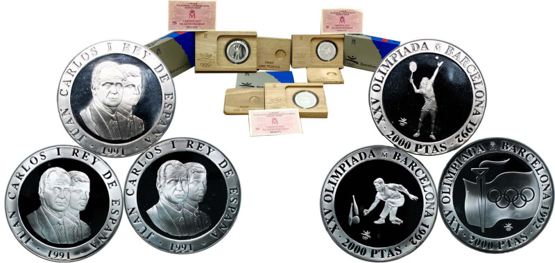 Spain Kingdom 1991 2000 Pesetas Set - Juan Carlos I (1992 Summer Olympics, Barce...