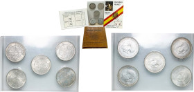 Spain Nationalist Government 1966 *66/67/68/Straight 69/70 100 Pesetas Set - Francisco Franco (5 Lots) Silver (.800) Madrid Mint AU KM 797