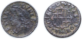 Spain Principality of Catalonia Spanish states 1708 1 Dinero - Carlos III (pretender) Copper La Seca Mimt 0.83g VF Cal 51 KM PT3