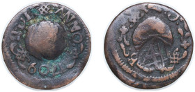 Spain Principality of Catalonia Spanish states 1709 1 Ardite - Carlos III (pretender) Copper La Seca Mimt 1.5g VF Cal 48 KM PT4