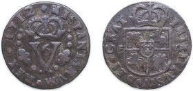 Spain Kingdom of Valencia Spanish states 1712 1 Seiseno - Felipe V Copper 3.6g VF KM 248