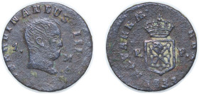 Spain Kingdom of Navarre Spanish states 1833 PP 1 Maravedi - Fernando VII Copper 2.34g VF KM 130