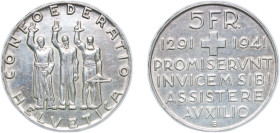 Switzerland Federal State 1941 B 5 Francs (Anniversary of the Confederation) Silver (.835) Bern Mint (100150) 15g AU HMZ 2 1223f Divo/Tob19 331 KM 44 ...
