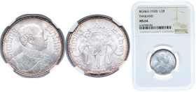 Thailand Kingdom of Siam BE 2463 (1920) 2 Salung - Rama VI Silver (.650) 7.5g NGC MS 64 Y 44a