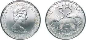 The Bahamas Commonwealth 1973 FM 2 Dollars - Elizabeth II Silver (.925) The Franklin Mint (43000) 31.24g UNC KM 23 Schön 21