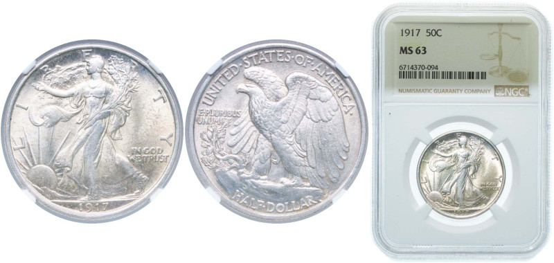 United States Federal republic 1917 ½ Dollar "Walking Liberty Half Dollar" Silve...