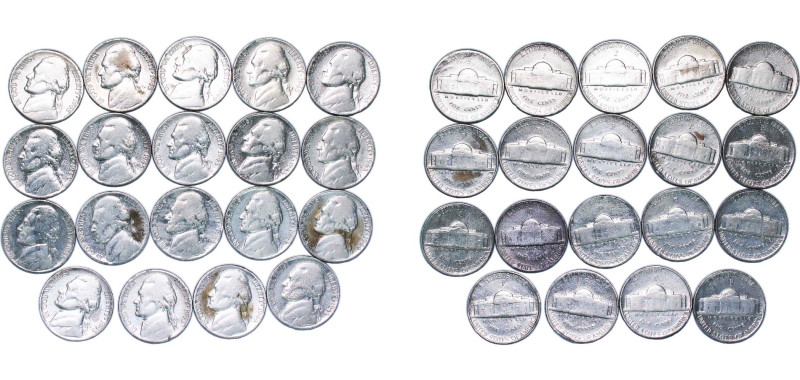 United States Federal republic 1943-1945 5 Cents "Jefferson Wartime Nickel" (1st...